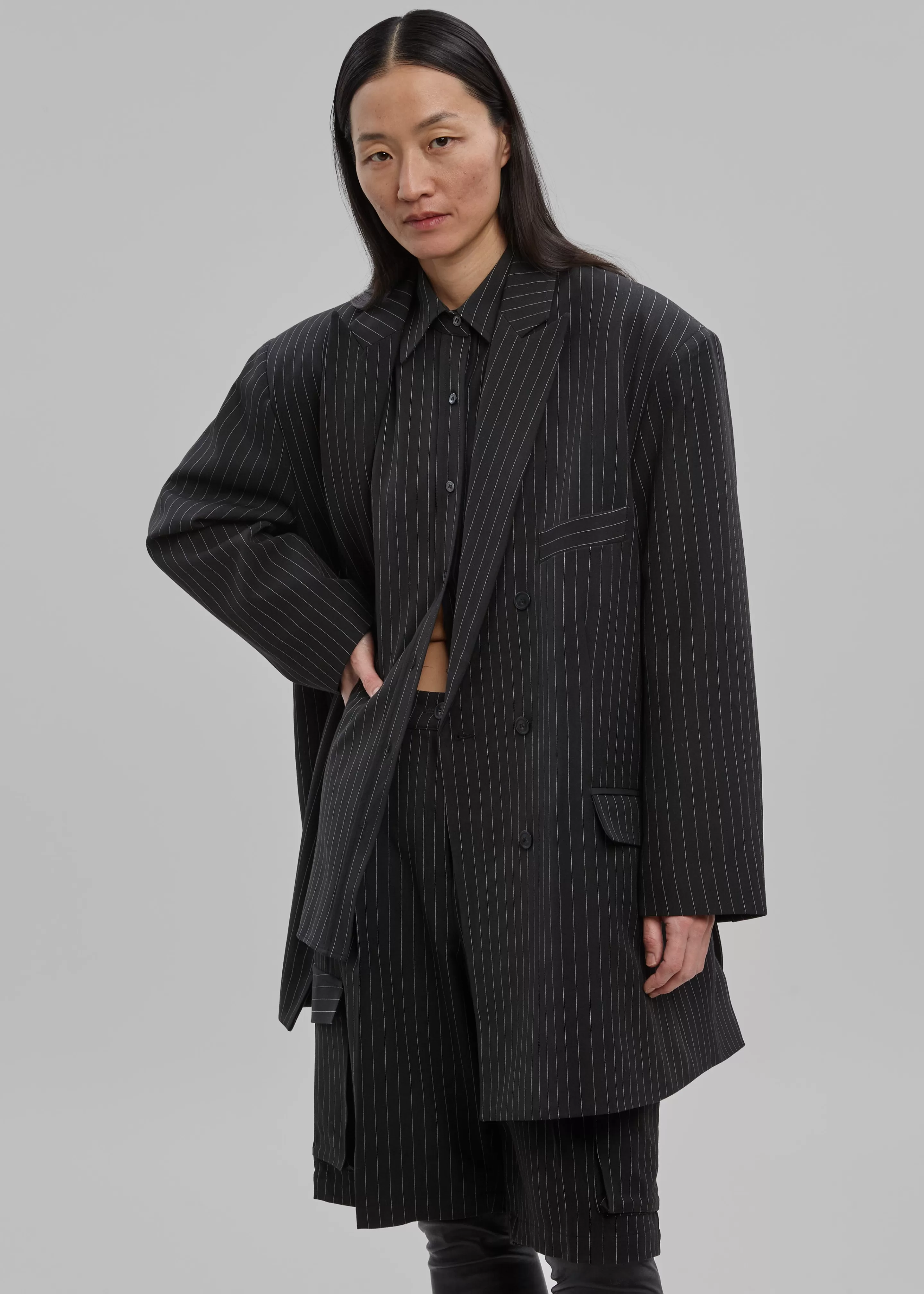 Outerwear | The Frankie Shop Omoka Blazer Black Pinstripe