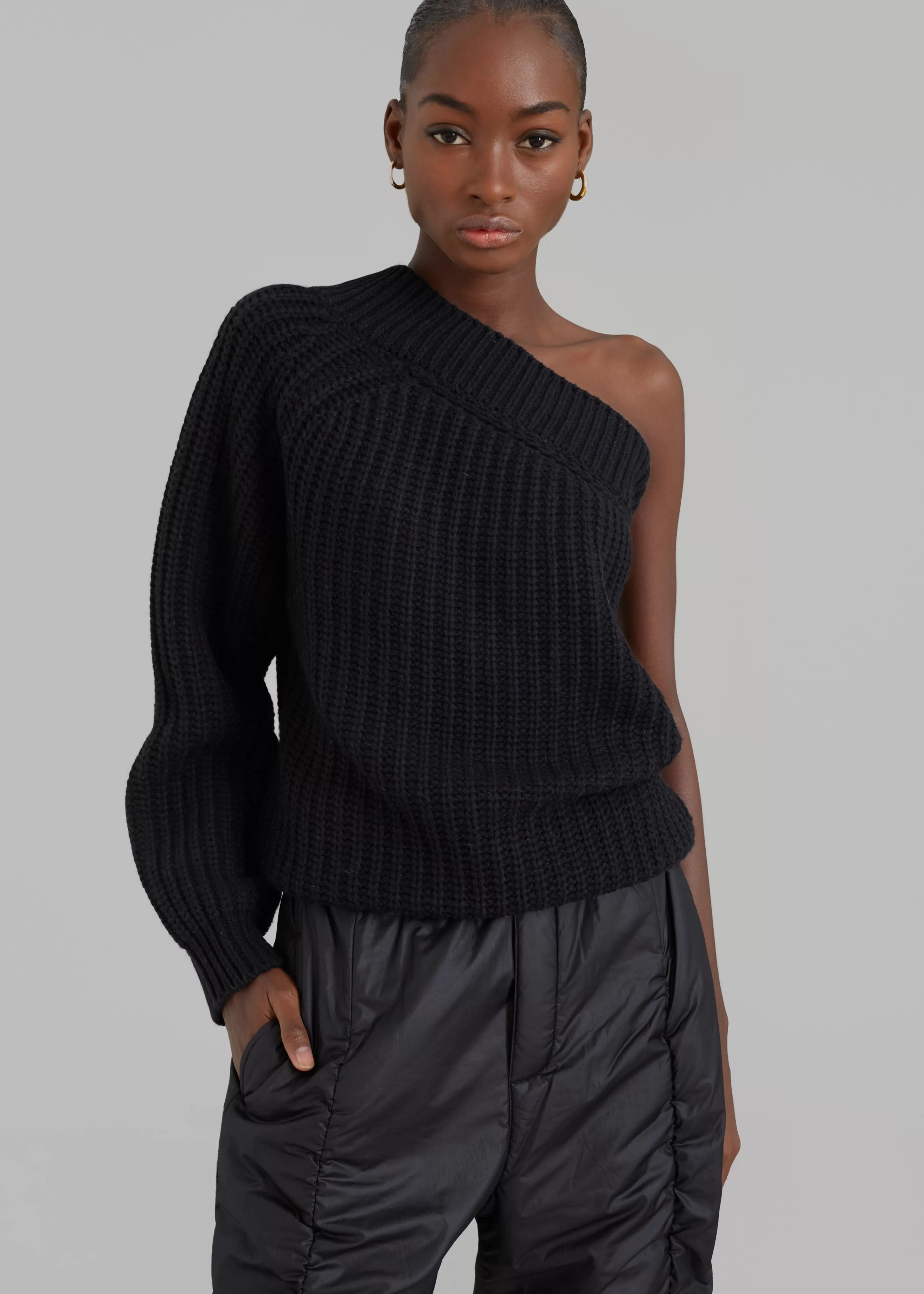 Knitwear | The Frankie Shop Pansy One Shoulder Knit Top Black