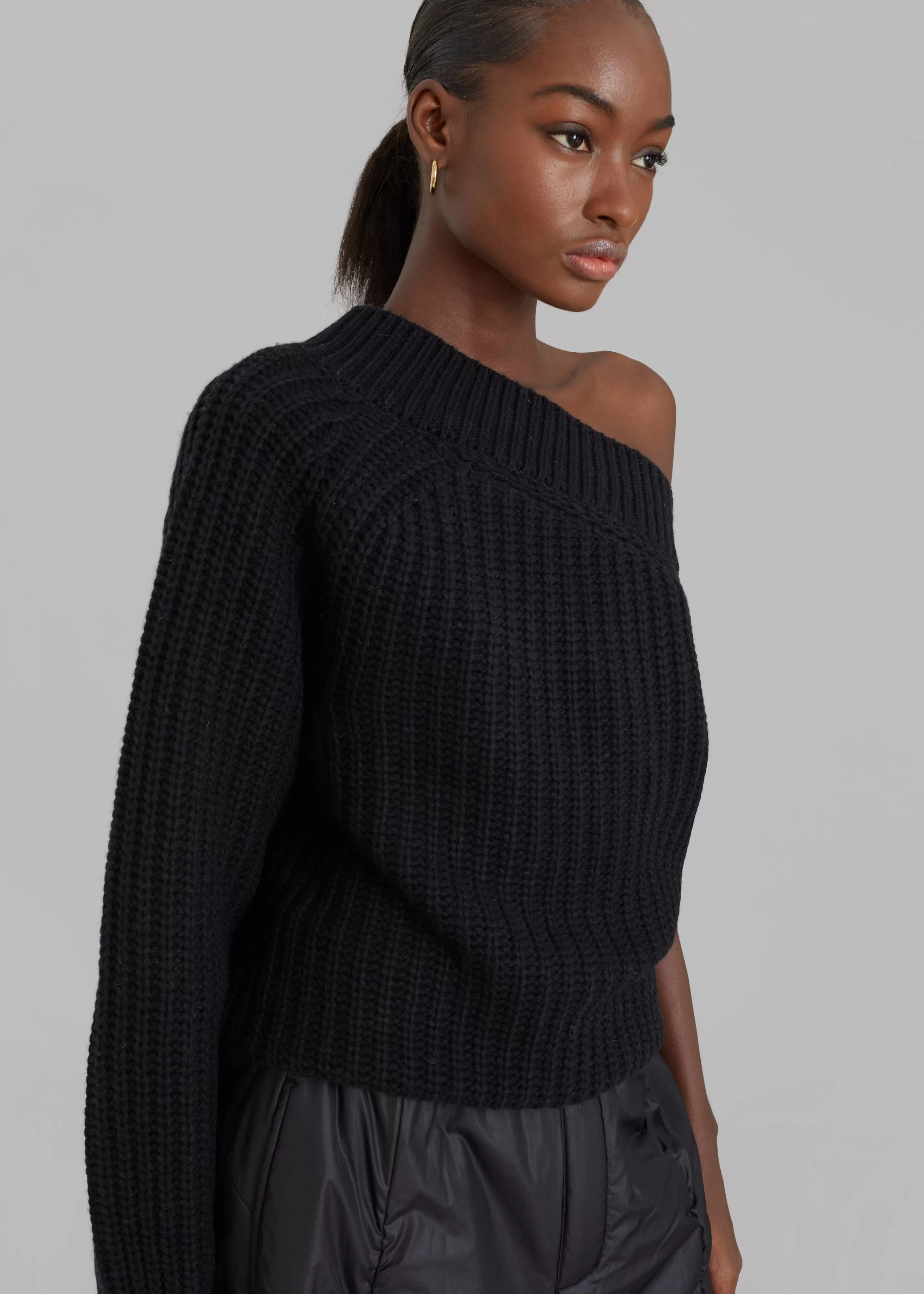 Knitwear | The Frankie Shop Pansy One Shoulder Knit Top Black