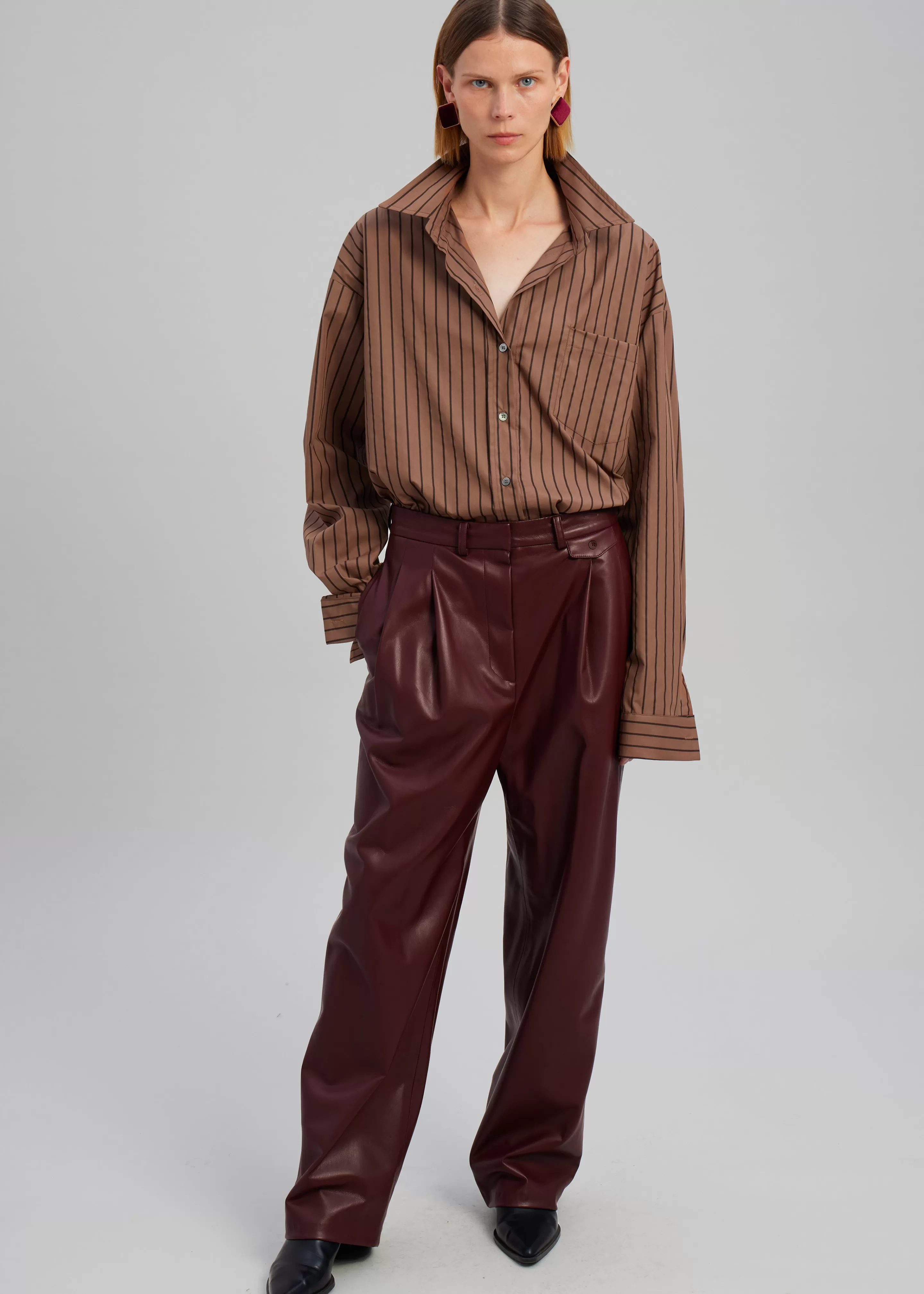 Bottoms | The Frankie Shop Pernille Faux Leather Pants Burgundy