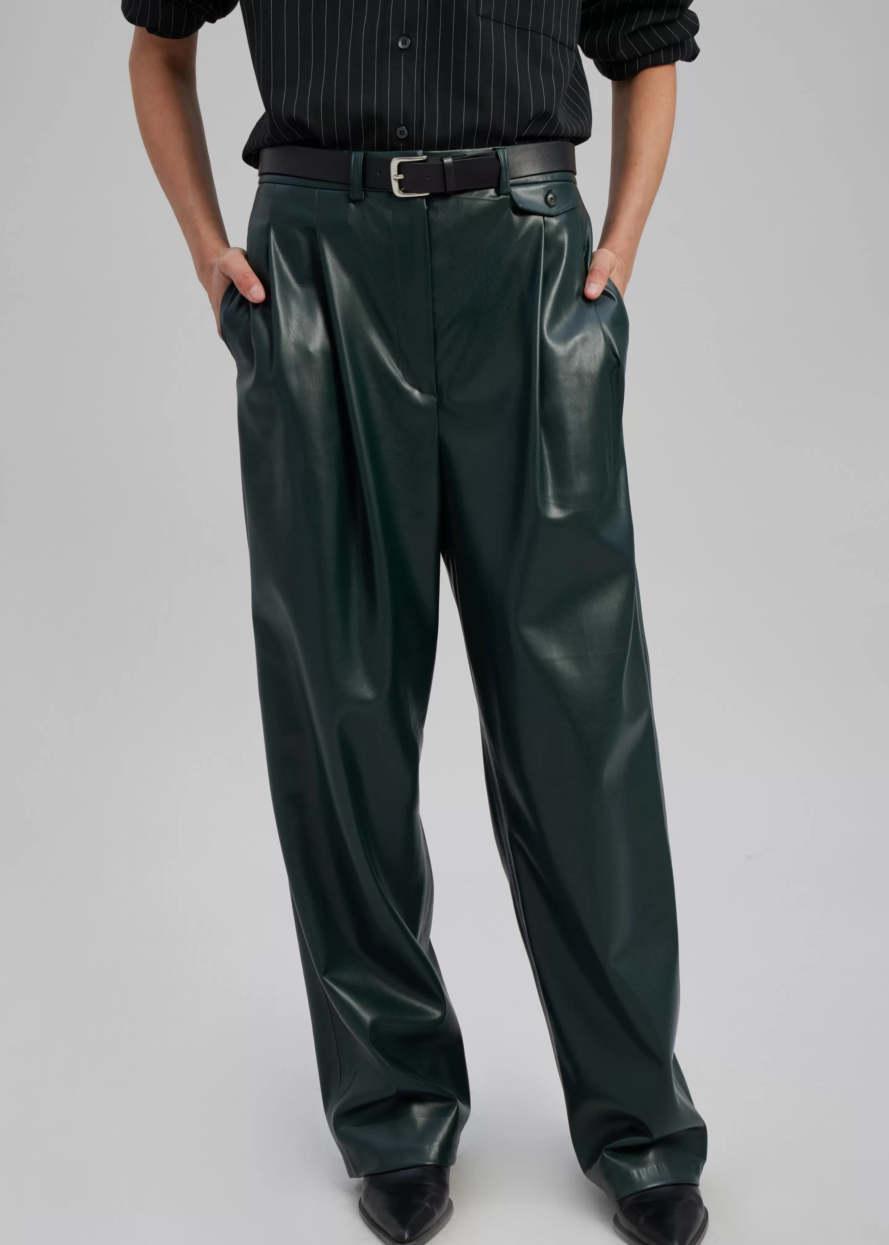 Bottoms | The Frankie Shop Pernille Faux Leather Pants Bottle Green