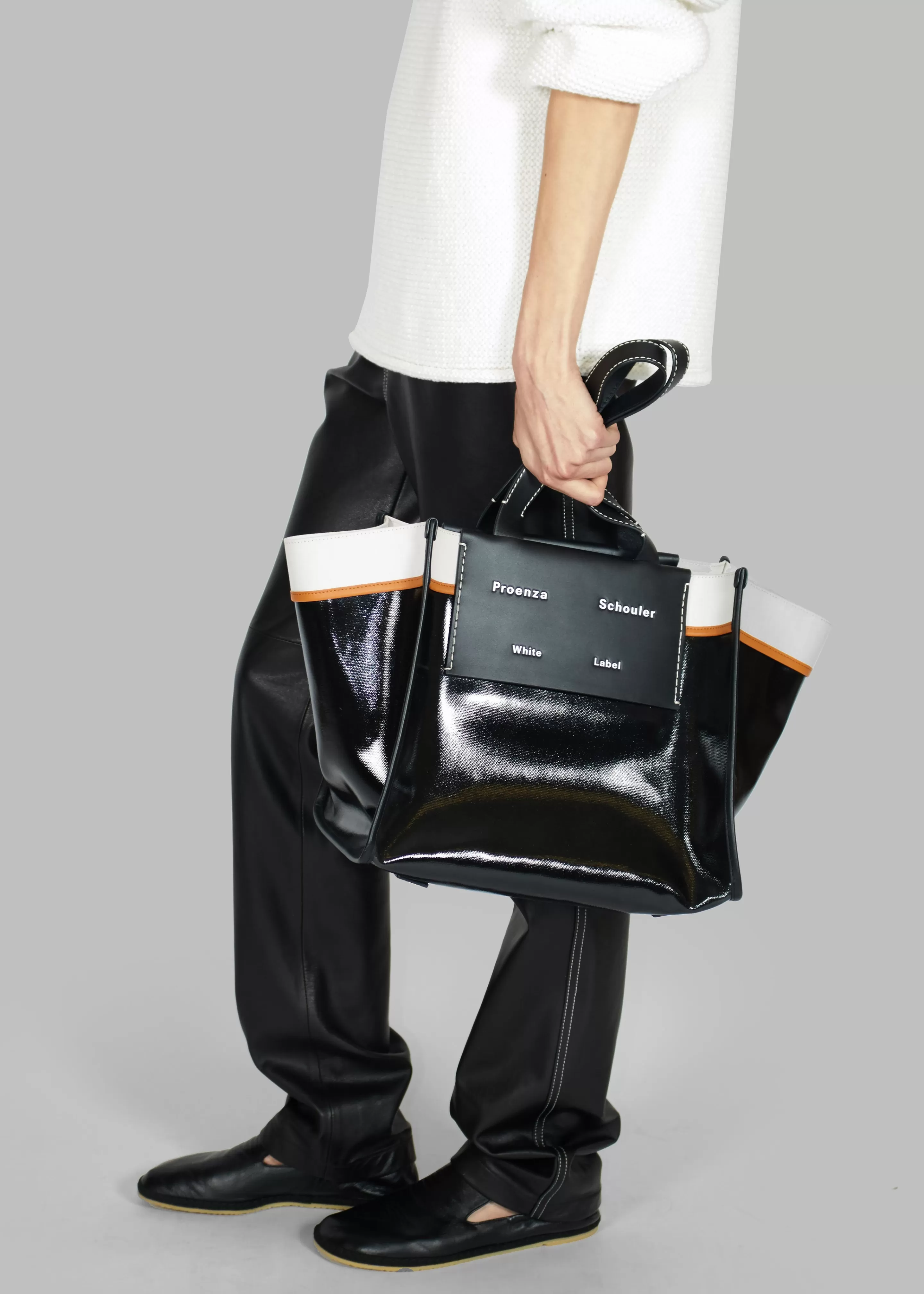Accessories | The Frankie Shop Proenza Schouler White Label Xl Morris Coated Canvas Tote Black