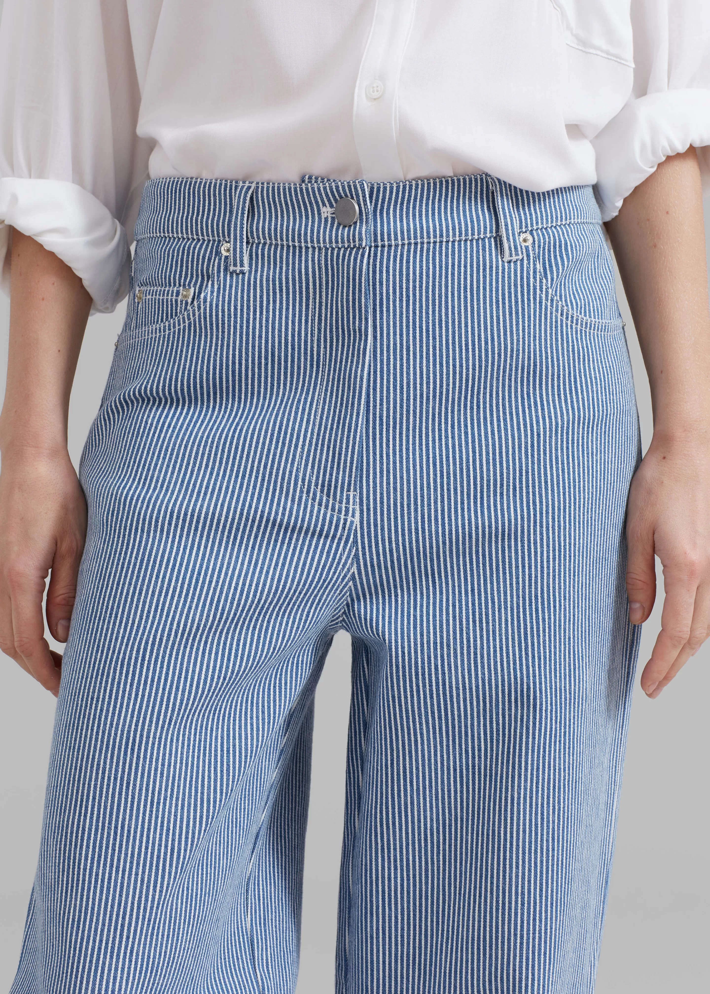 Bottoms | The Frankie Shop Remain Striped Canvas Wide Pants Bright White Comb.