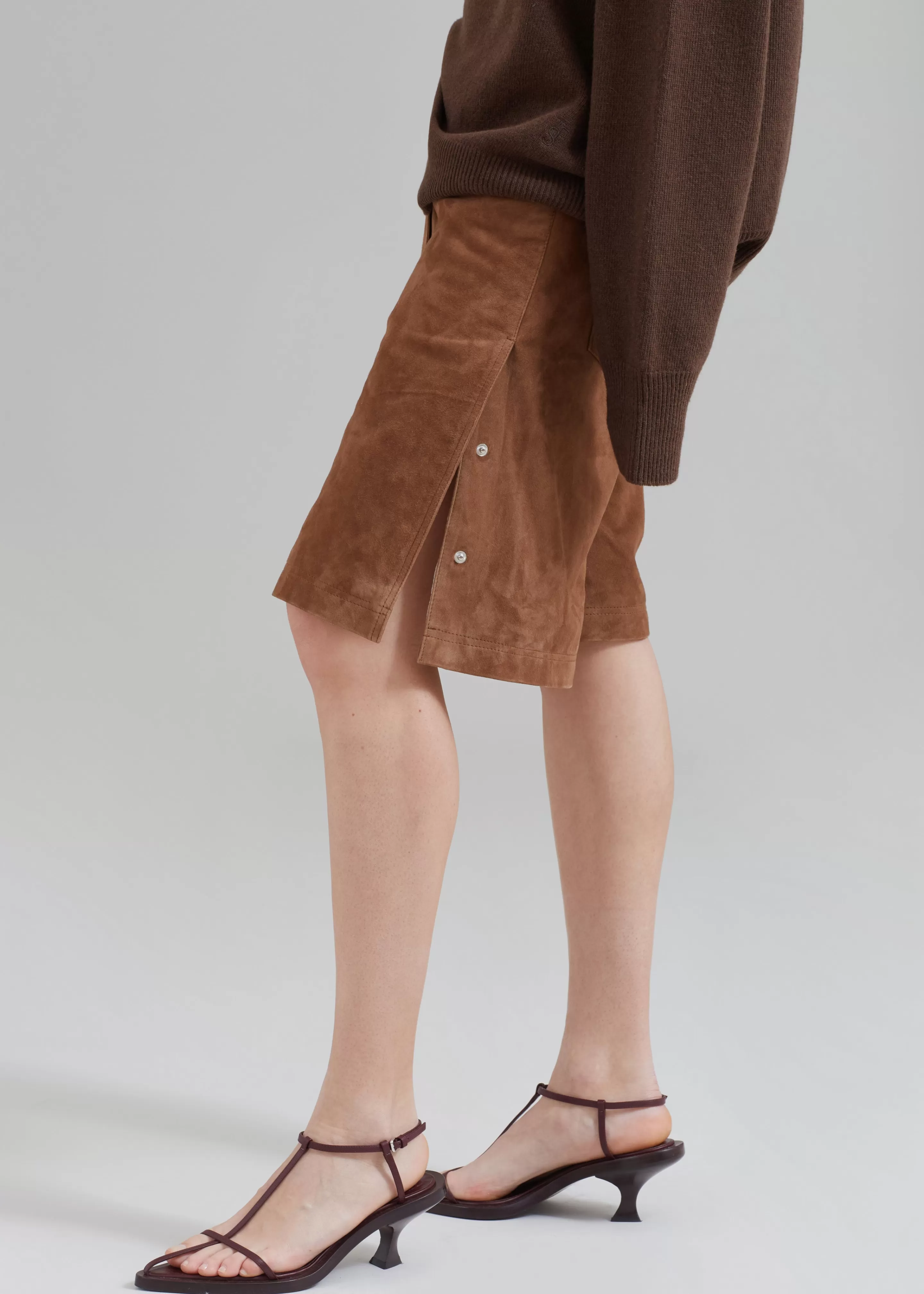 Bottoms | The Frankie Shop Remain Suede Bermuda Slit Shorts Emperador