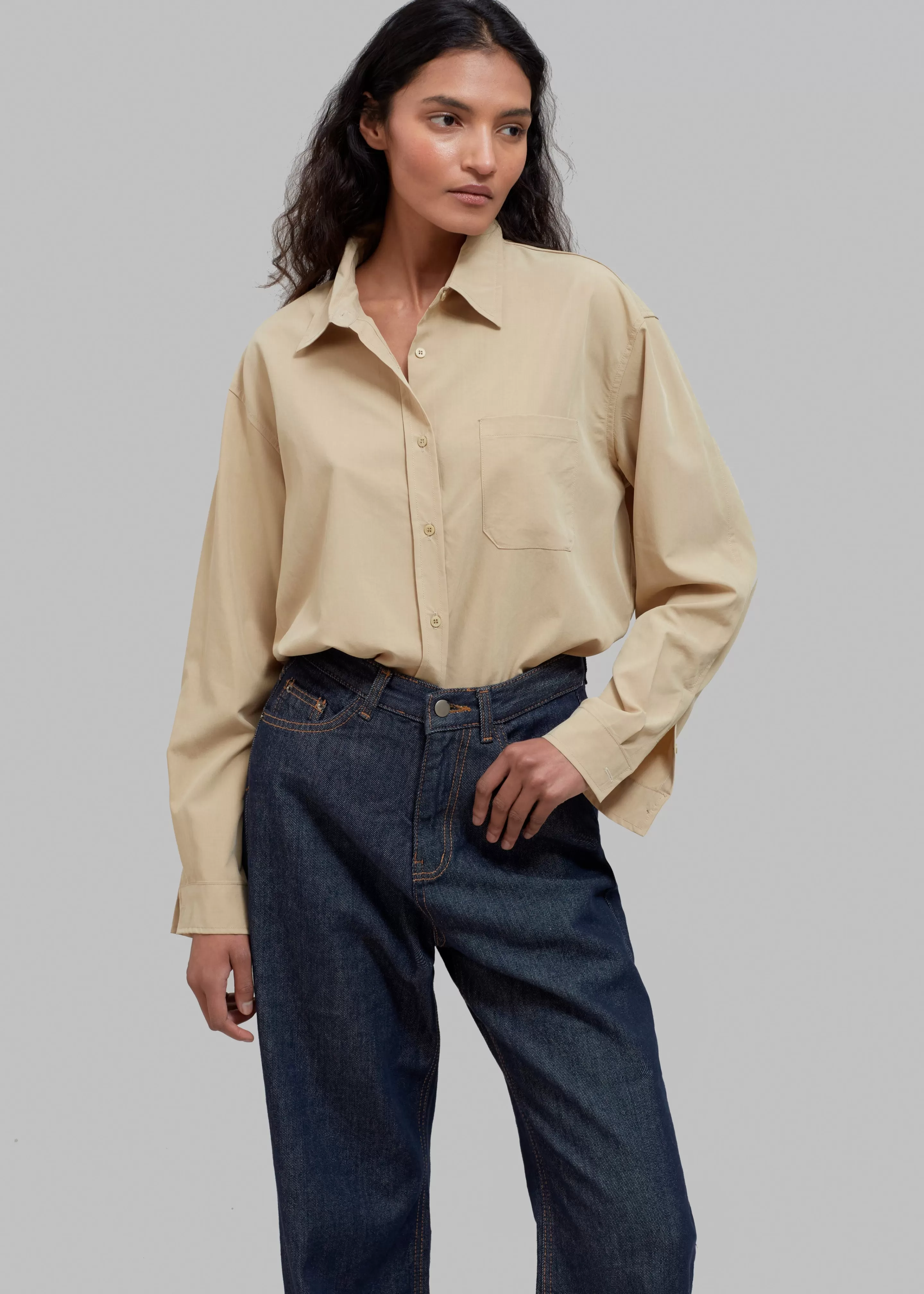 Tops | The Frankie Shop Rinne Shirt Tan