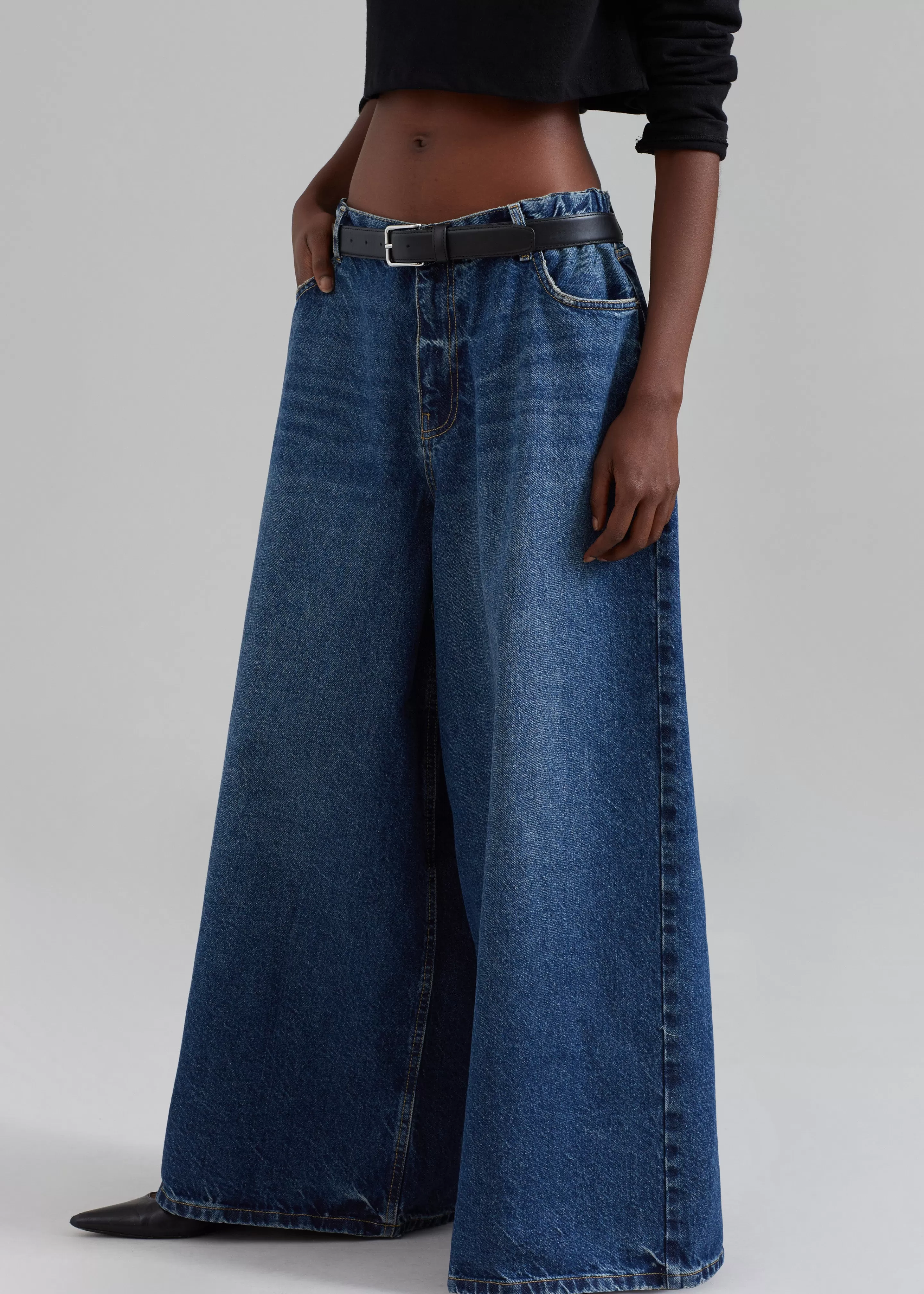 Bottoms | The Frankie Shop Sasha Wide Leg Jeans Dark Blue