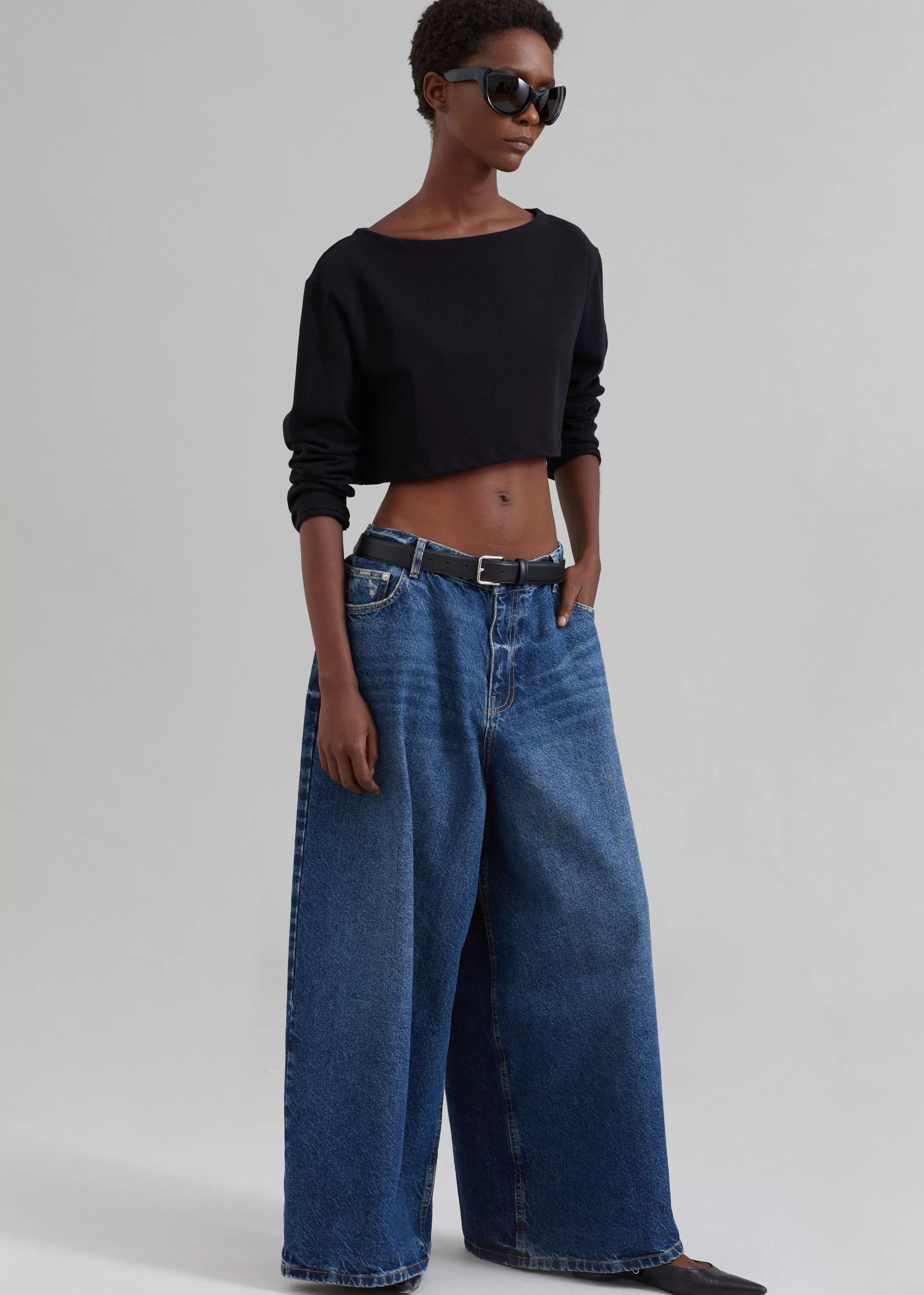 Bottoms | The Frankie Shop Sasha Wide Leg Jeans Dark Blue