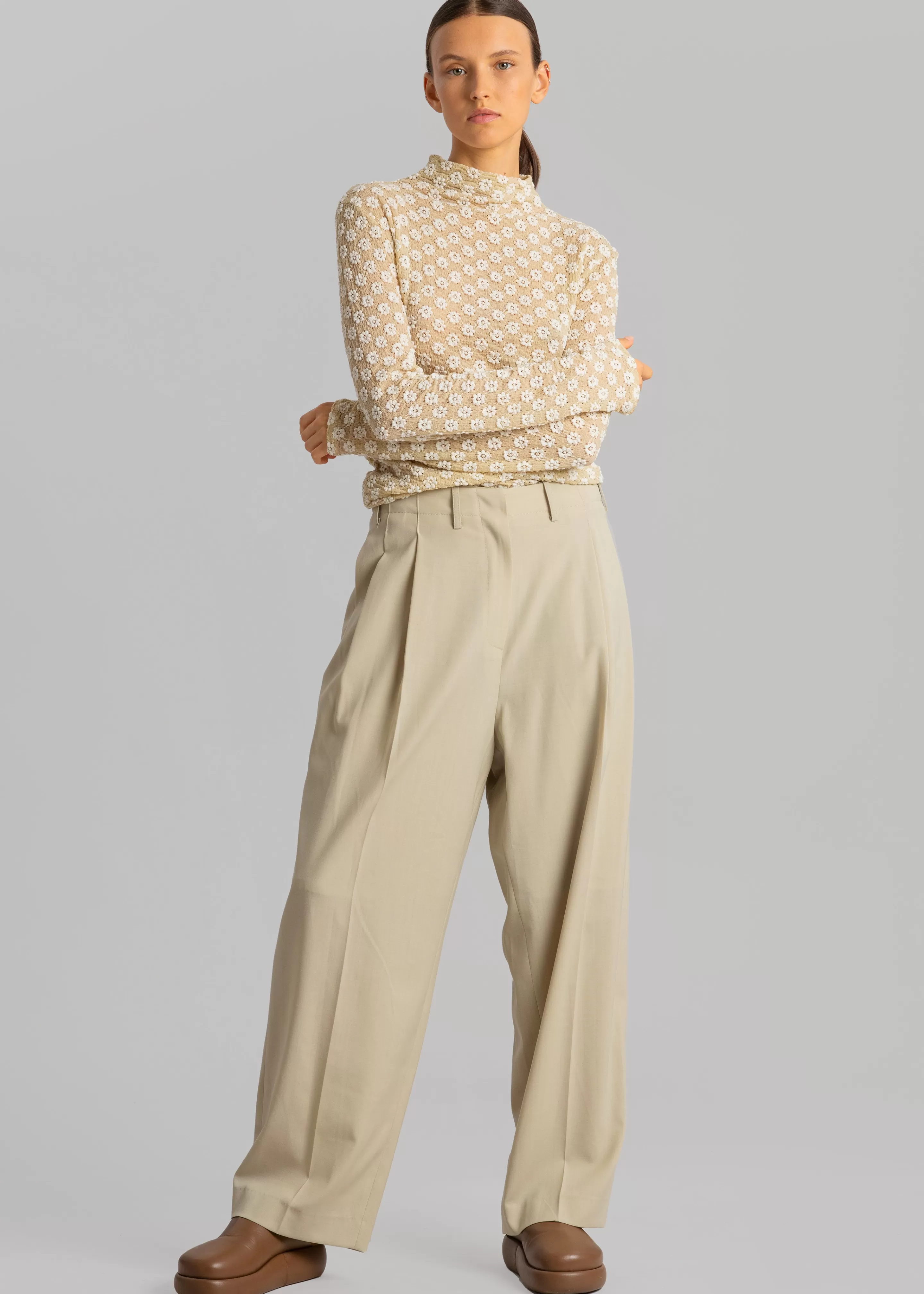 Bottoms | The Frankie Shop Sefa Tuck Pants Beige