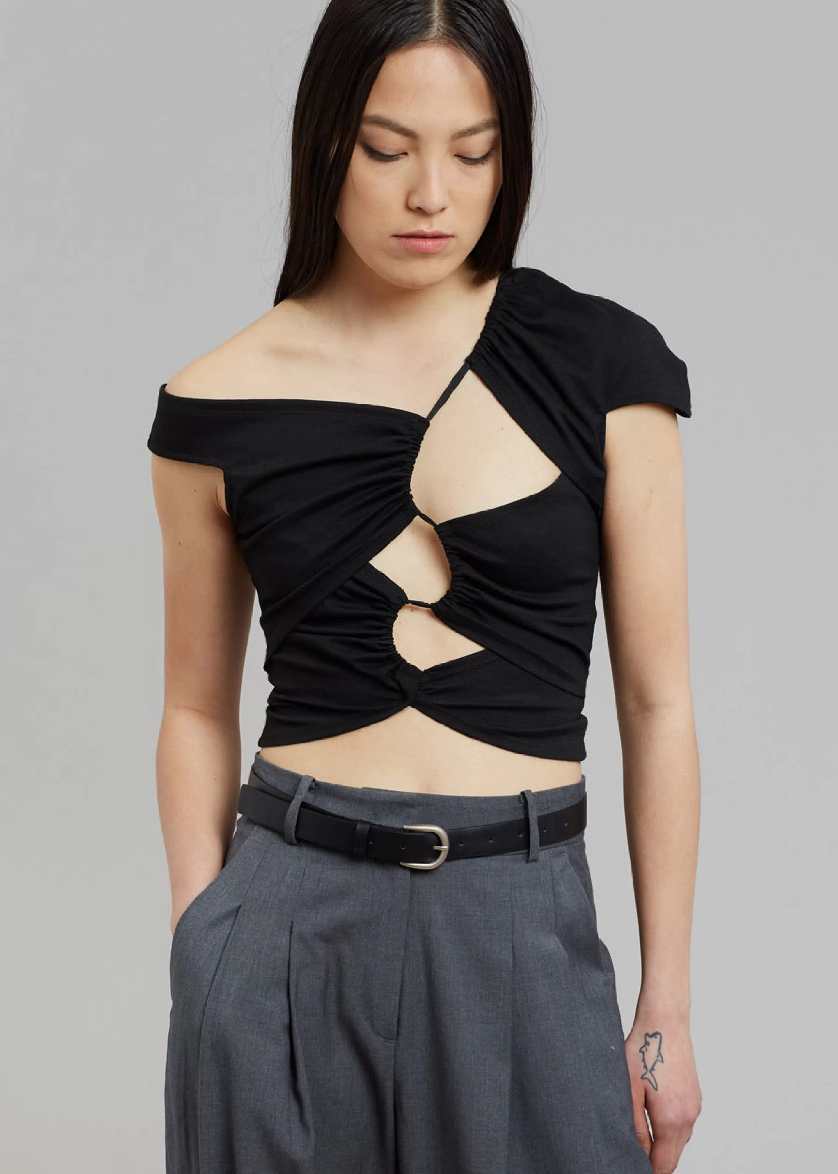 Tops | The Frankie Shop Sid Neigum Asymmetrical Cutout Tension Blouse Black