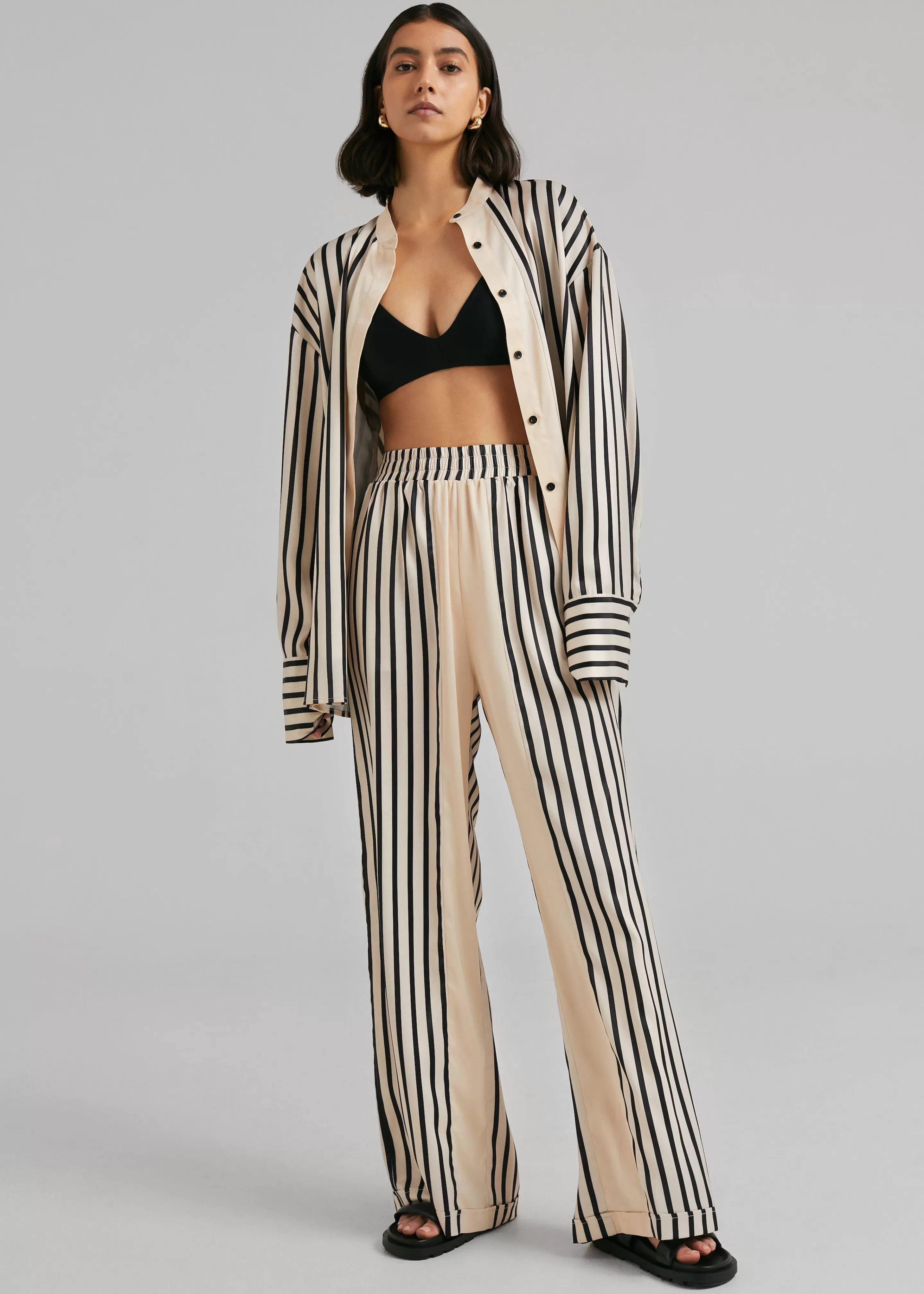 Bottoms | The Frankie Shop Solaqua The Resort Pant Ecru With Black Stripes