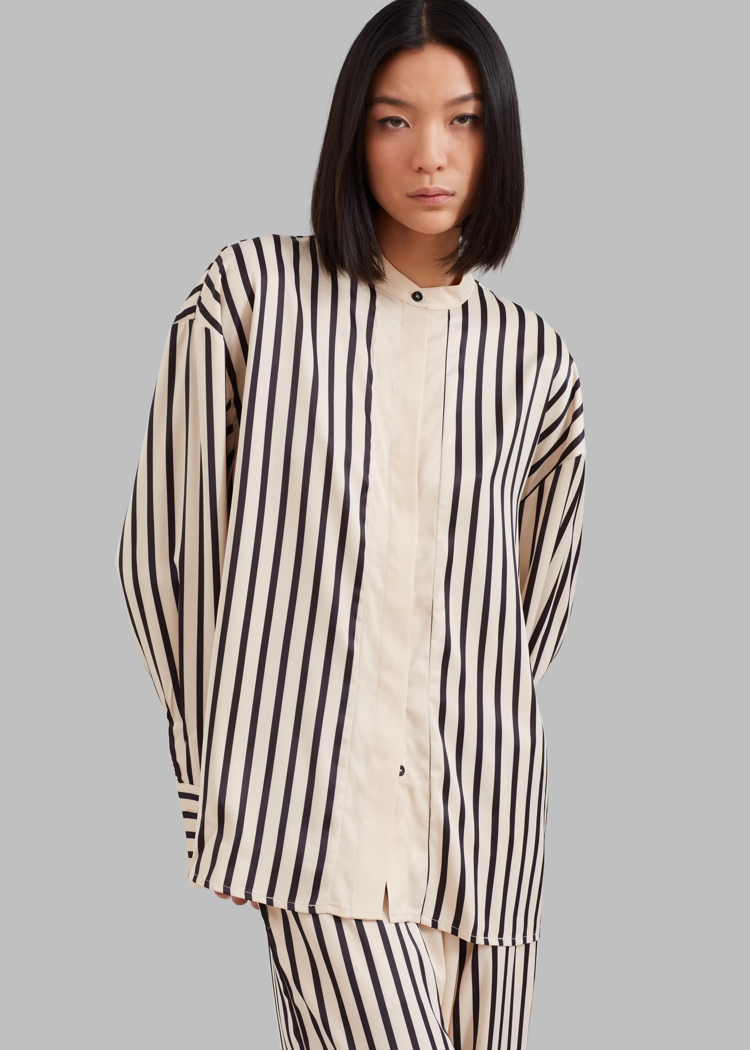 Tops | The Frankie Shop Solaqua The Resort Shirt Ecru With Black Stripes