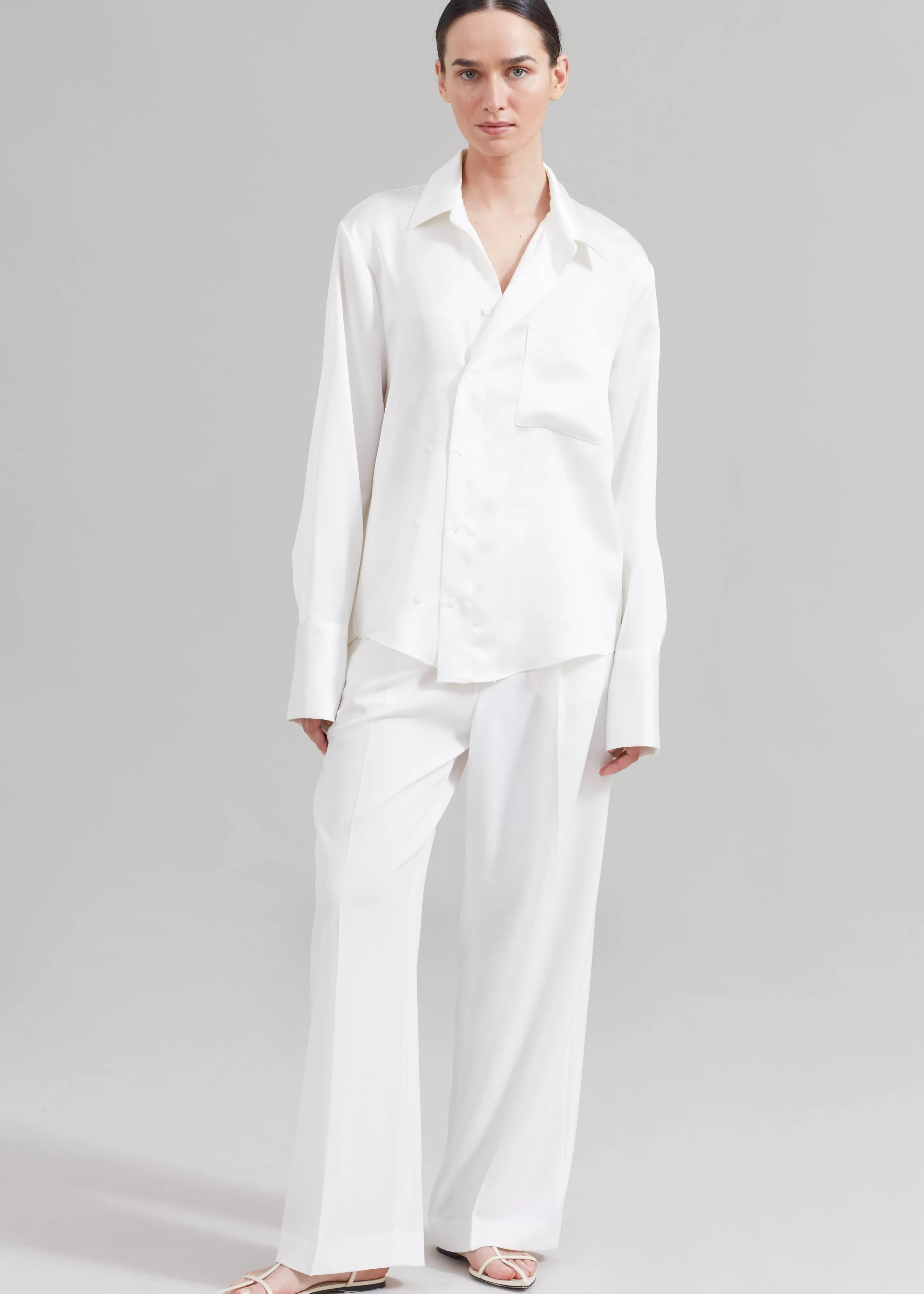 Tops | The Frankie Shop Sree Silky Shirt White