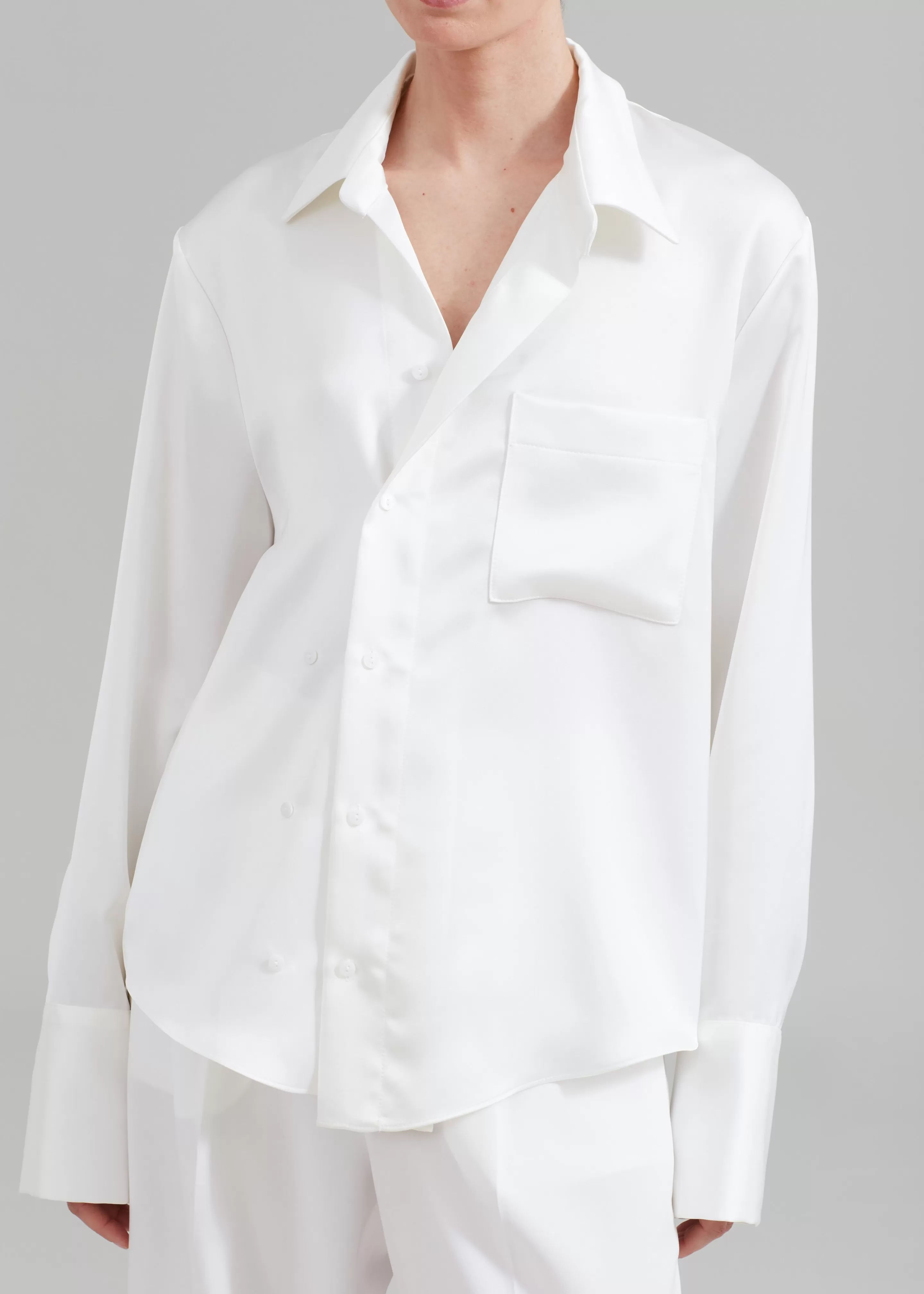 Tops | The Frankie Shop Sree Silky Shirt White