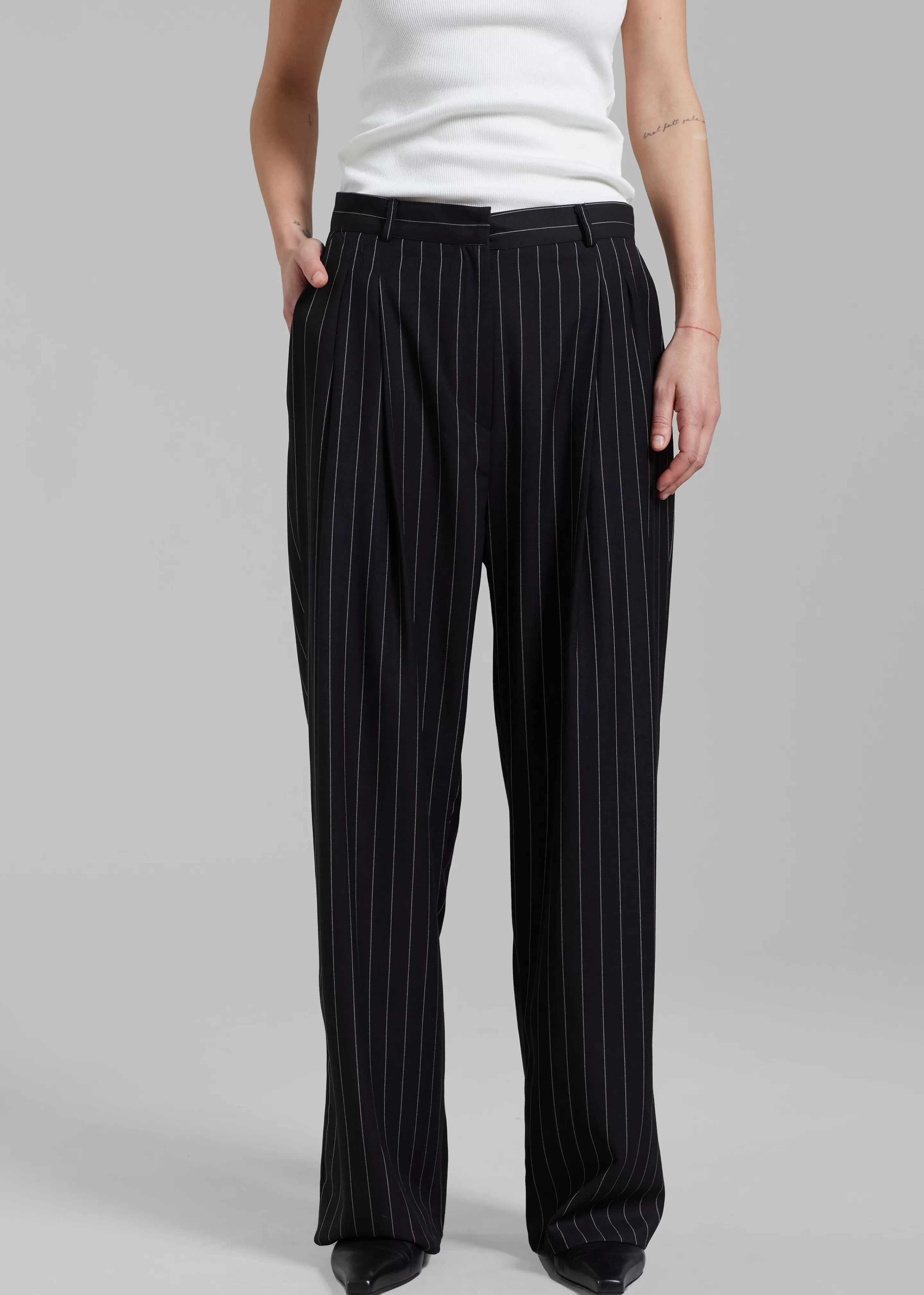 Bottoms | The Frankie Shop Sybil Trousers Black Pinstripe