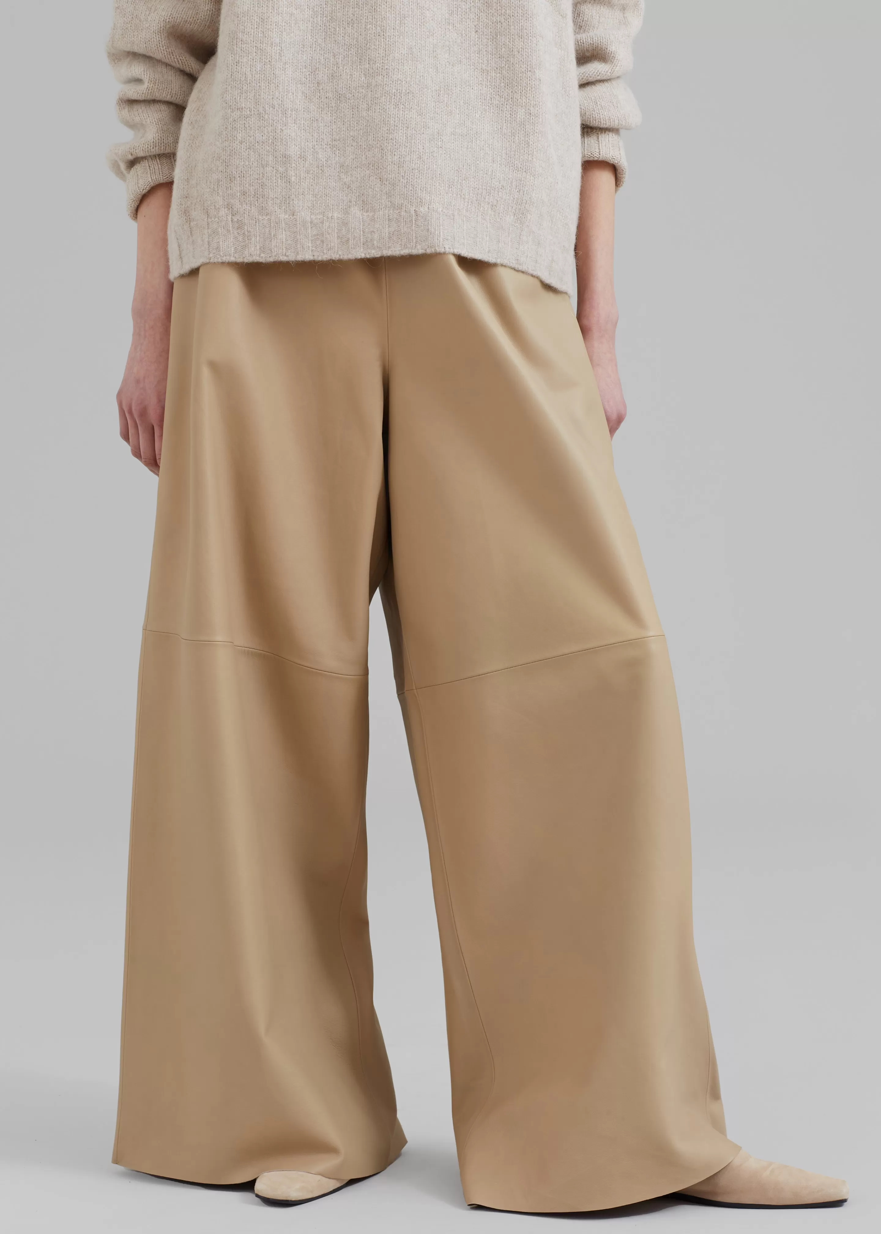 Bottoms | The Frankie Shop Sydney Wide Leather Pants Beige