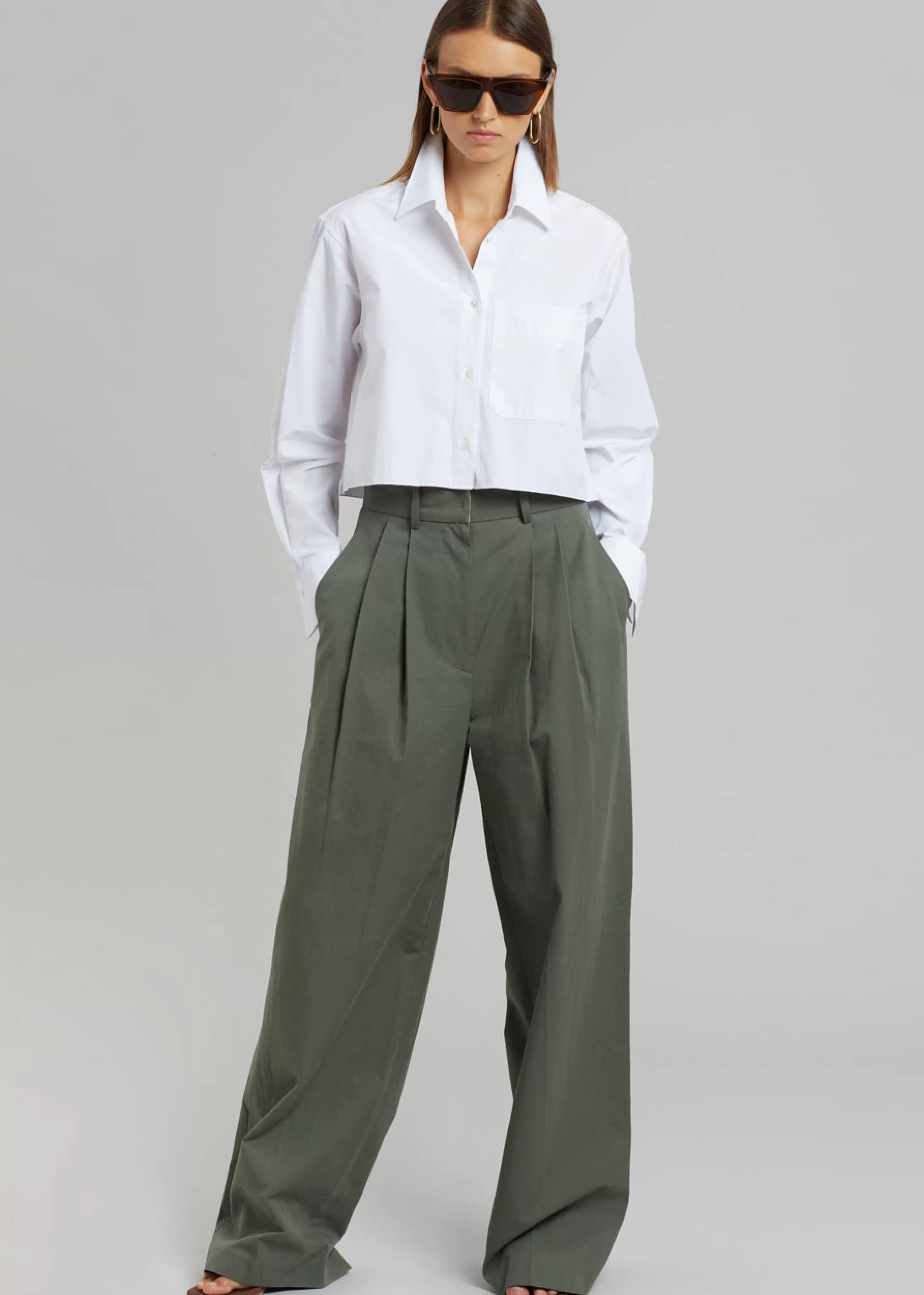 Bottoms | The Frankie Shop Tansy Cotton Pants Olive