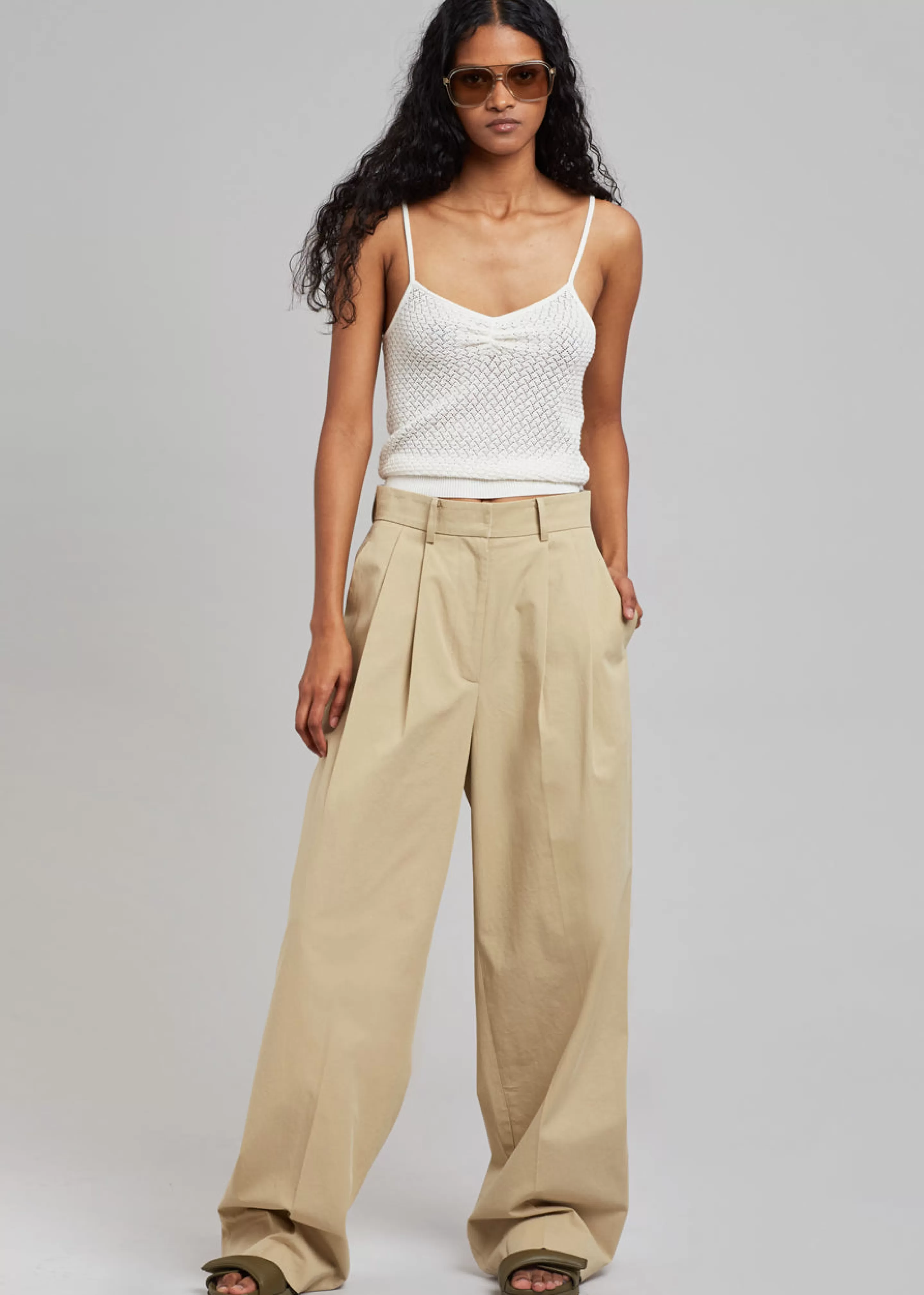 Bottoms | The Frankie Shop Tansy Cotton Pants Camel