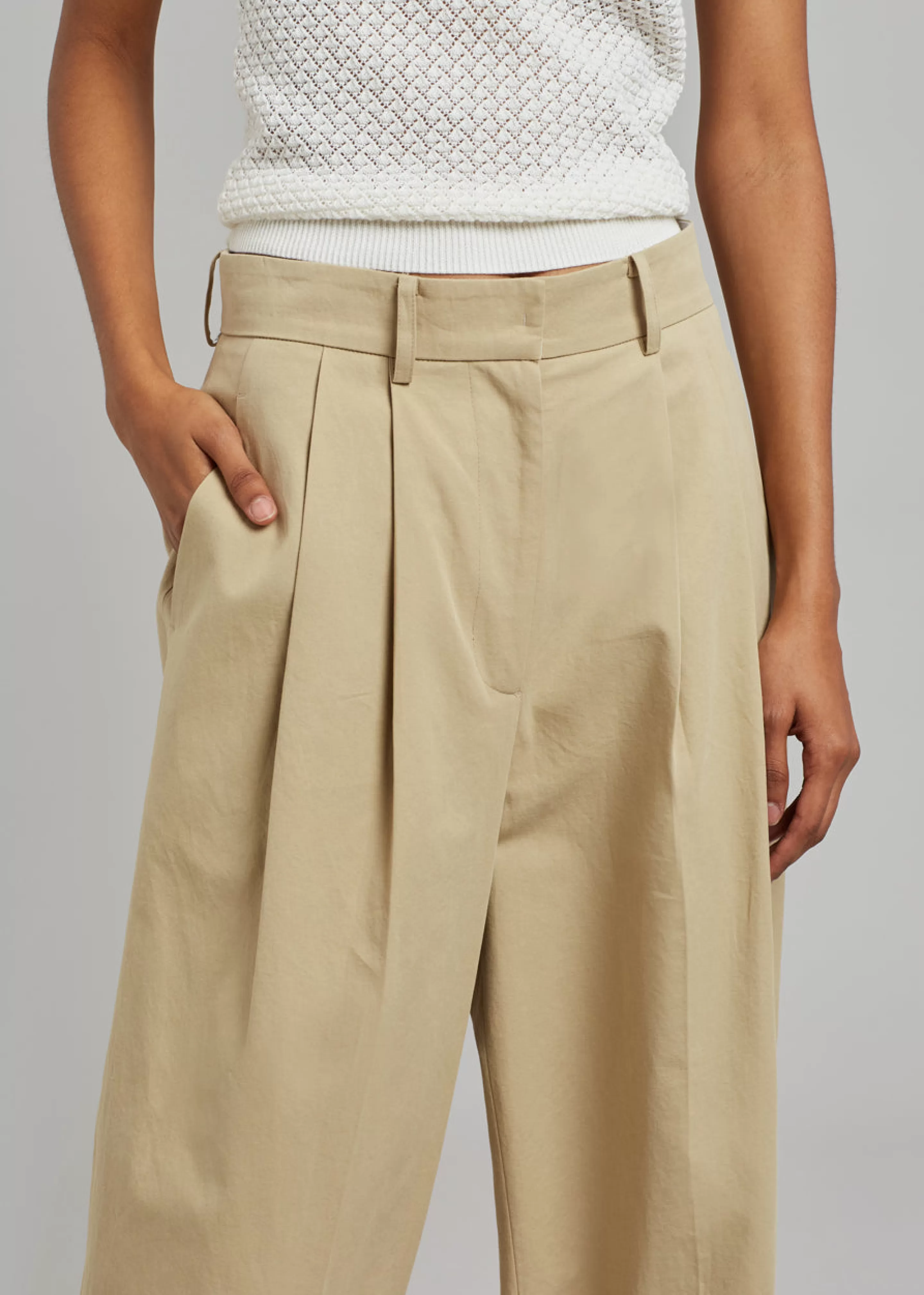 Bottoms | The Frankie Shop Tansy Cotton Pants Camel