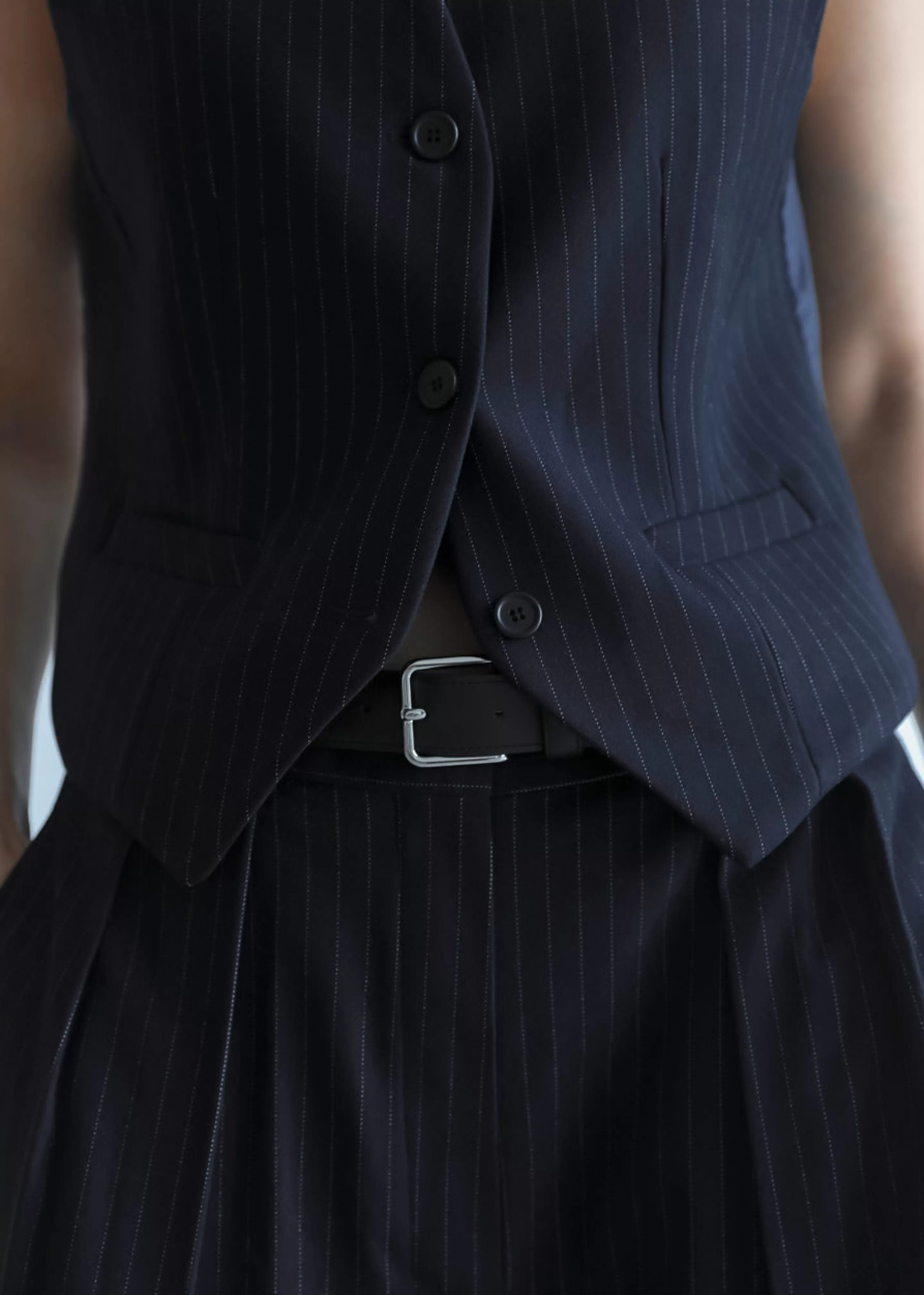 Outerwear | The Frankie Shop Tansy Tailored Vest Navy Pinstripe