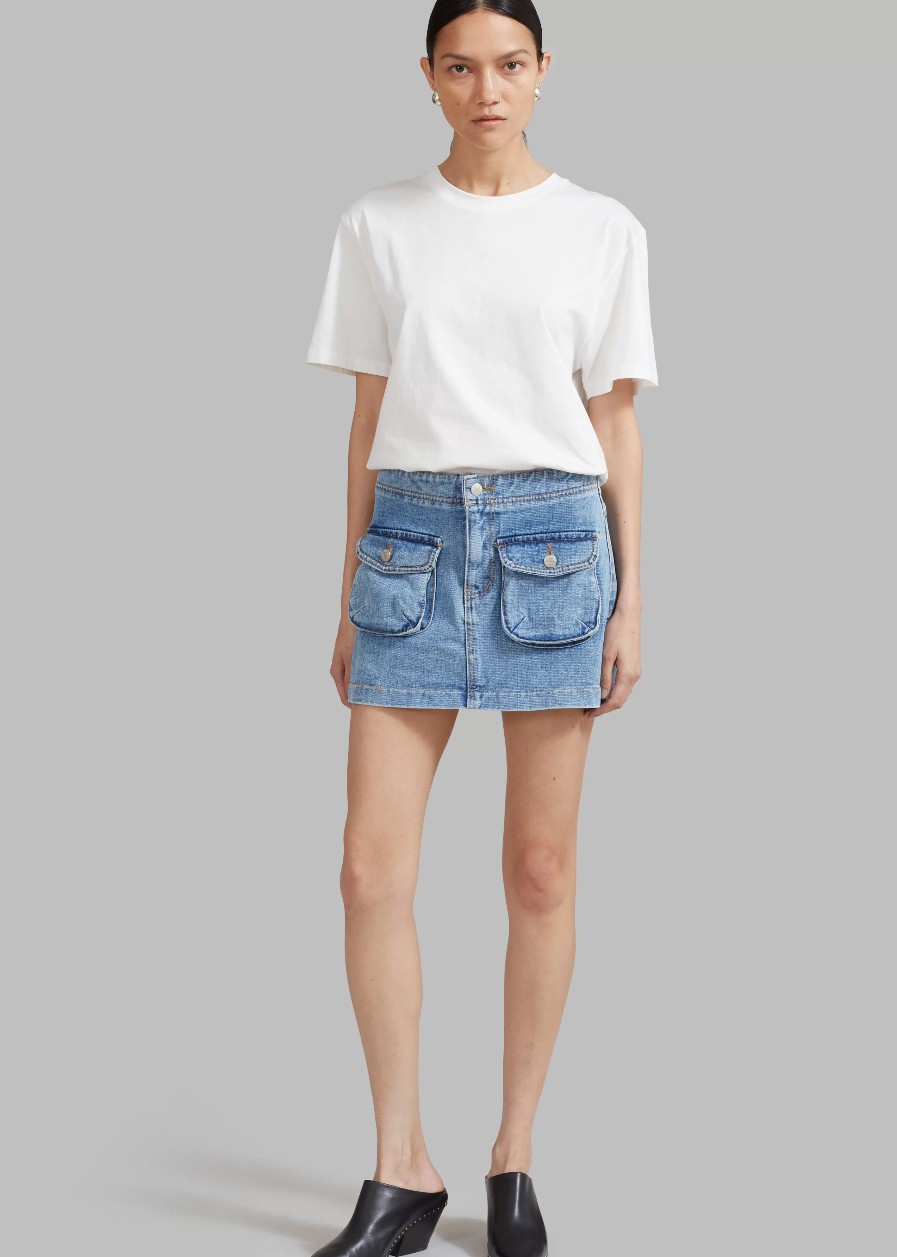 Bottoms | The Frankie Shop Thela Pocket Denim Skirt Blue Wash