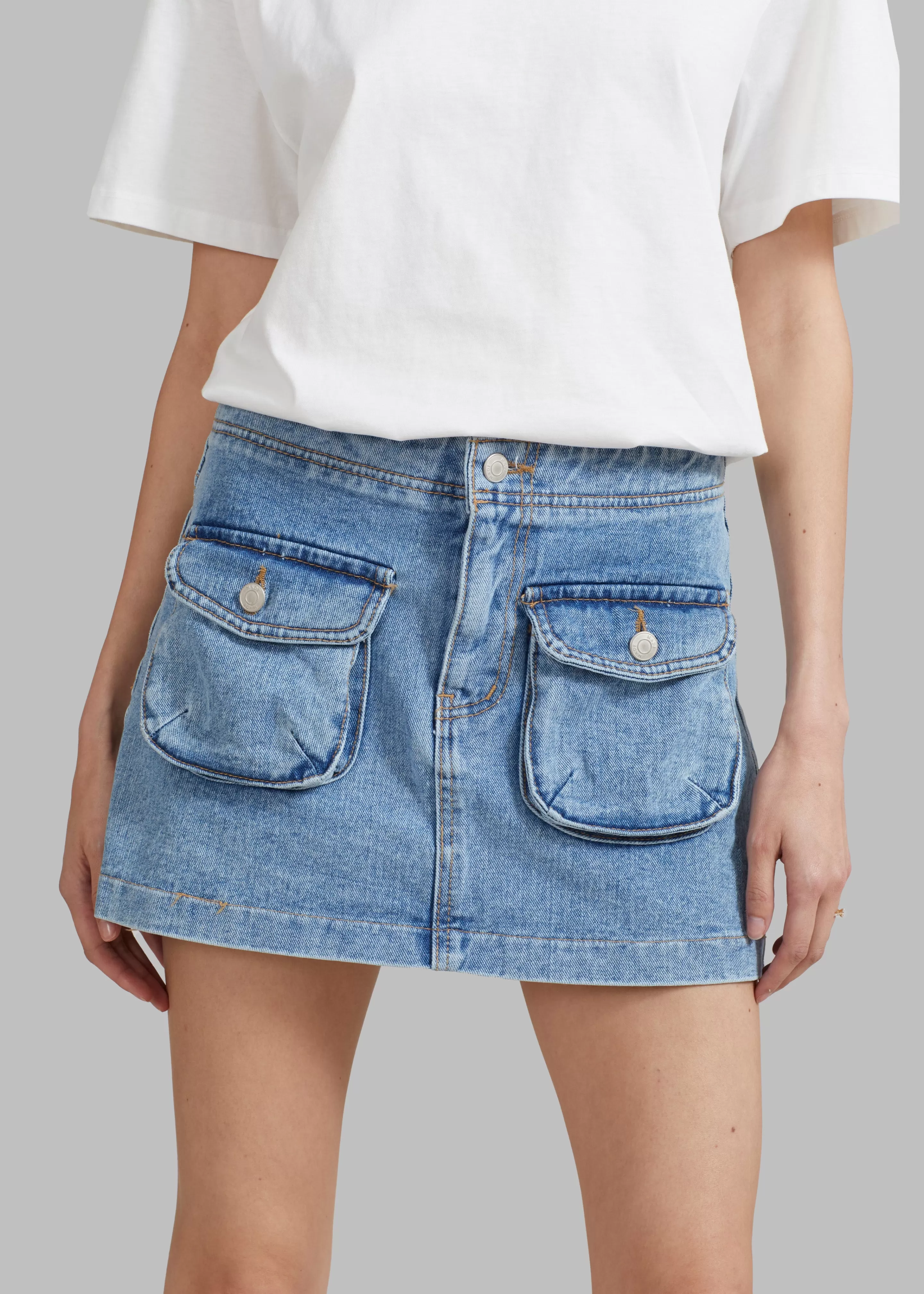 Bottoms | The Frankie Shop Thela Pocket Denim Skirt Blue Wash