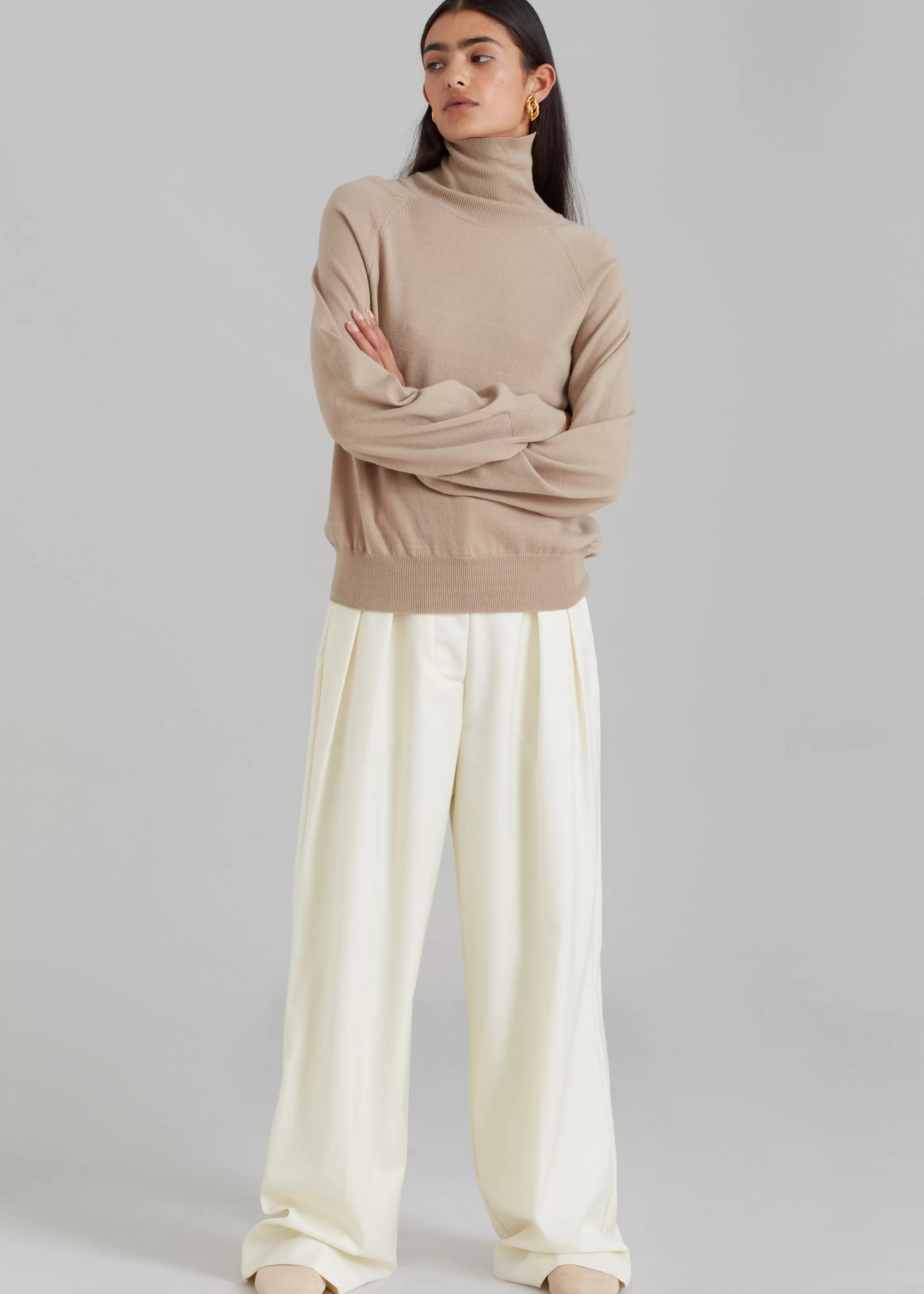 Knitwear | The Frankie Shop Variel Turtleneck Sweater Taupe